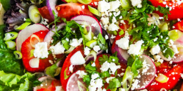 Baby Greens Salad with Strawberries & Goats Cheese
