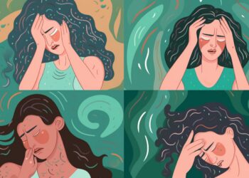 Mature woman experiencing perimenopause symptoms such as hot flashes